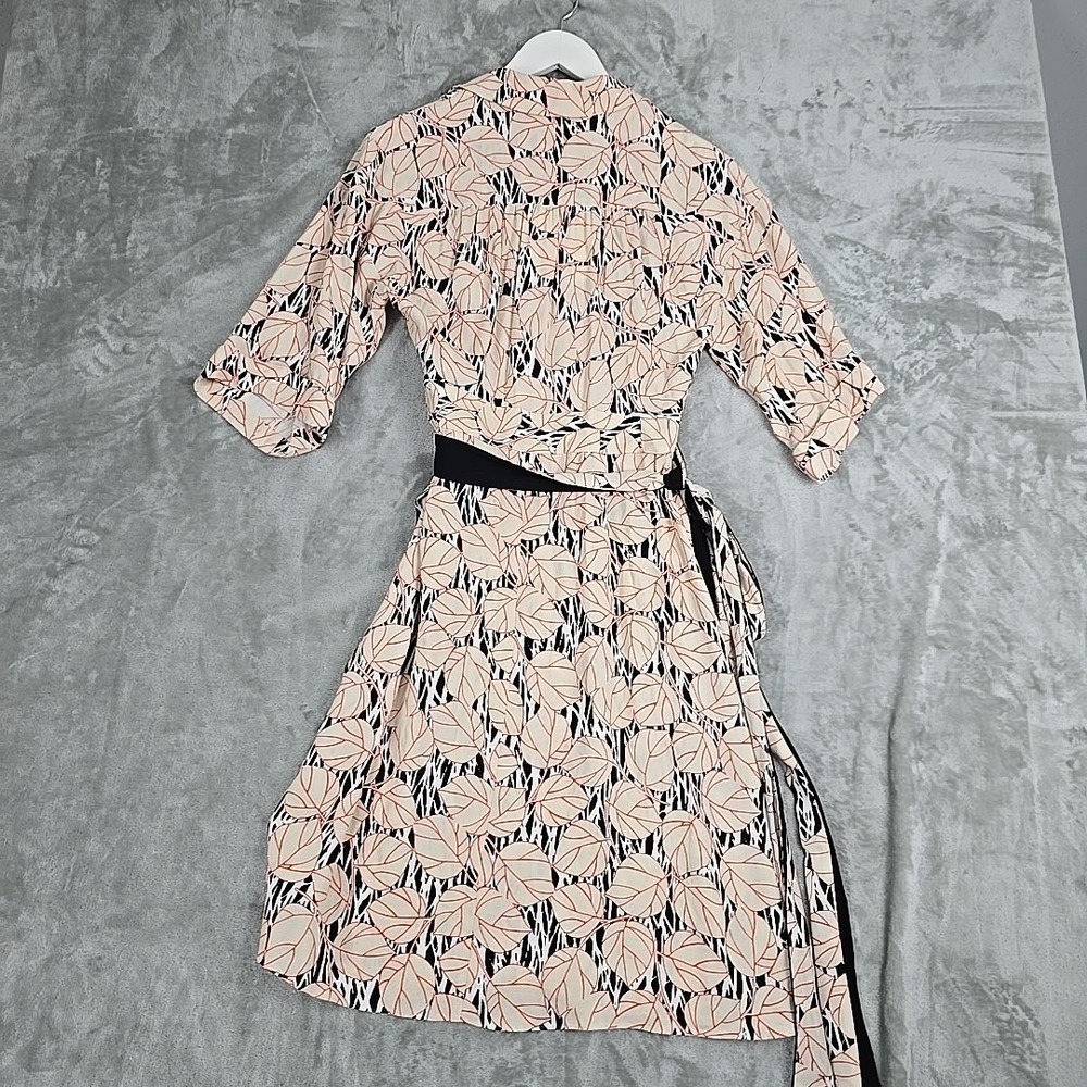 Diane Von Furstenberg DVF Christina Crepe Wrap Dress Medium Leaf Twig Ivory - Picture 4 of 13